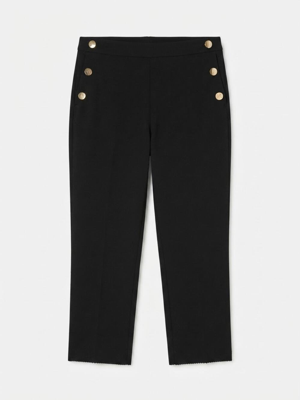 "Michael Kors Womens Pants Size Large Black Gold Button Sailor Crop Career Chic